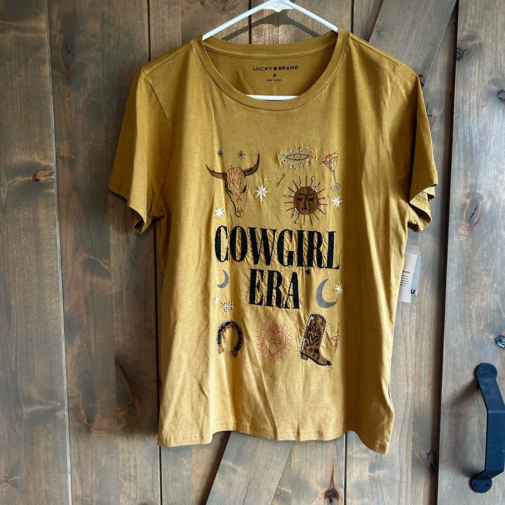 Lucky Brand Mustard Cowgirl Graphic Tee